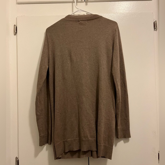 Eddie Bauer Women’s M Cotton Cashmere Tan Button Front Long Cardigan, Pockets - Picture 3 of 8